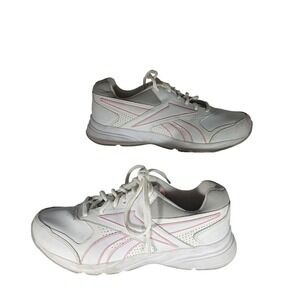 Reebok Women's Wide D Athletic‎ Shoes White Pink Lace Up Sneakers Size 7.5